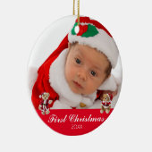 ベビー初めてのクリスマス両面パーソナライズされた セラミックオーナメント (右)