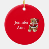 ベビー初めてのクリスマス両面パーソナライズされた セラミックオーナメント (裏面)