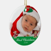 ベビー初めてのクリスマス両面パーソナライズされた セラミックオーナメント (右)