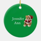 ベビー初めてのクリスマス両面パーソナライズされた セラミックオーナメント (裏面)
