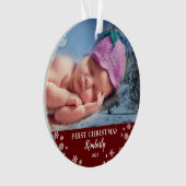 ベビー初めてのクリスマス写真の雪 オーナメント (正面)