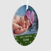 ベビー初めてのクリスマス写真の雪 オーナメント (正面)
