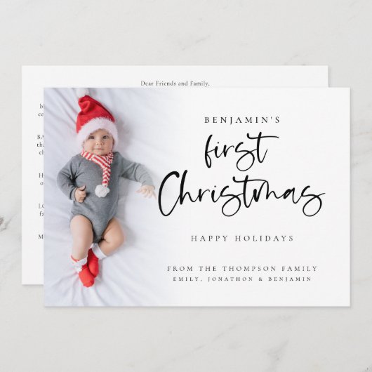 ベビー初めてのクリスマス写真ニューレター シーズンカード (正面/裏面)