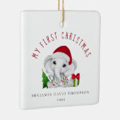 ベビー初めてのクリスマス写真可愛い象 セラミックオーナメント (右)
