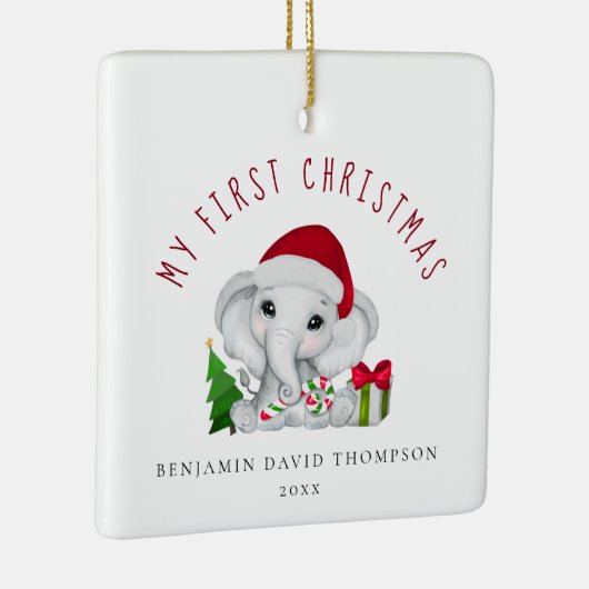 ベビー初めてのクリスマス写真可愛い象 セラミックオーナメント (右)