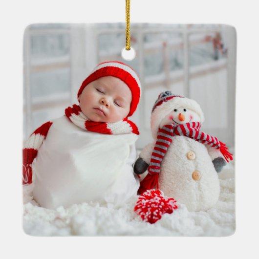 ベビー初めてのクリスマス写真可愛い象 セラミックオーナメント (裏面)