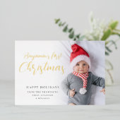 ベビー初めてのクリスマス写真書道高級実在品 箔シーズンカード (立ち正面)