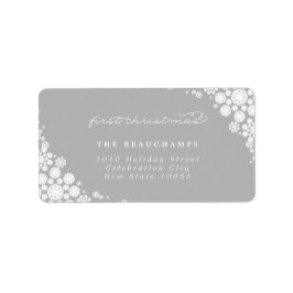 ベビー初めてのクリスマス冬の雪の結晶アドレス ラベル