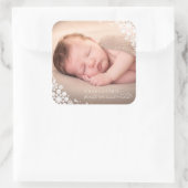 ベビー初めてのクリスマス冬の雪片フォト誕生 スクエアシール (バッグ)