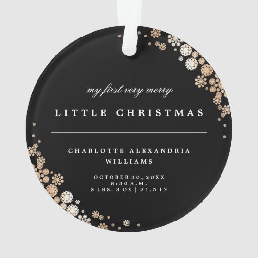 ベビー初めてのクリスマス冬雪片フォト誕生 オーナメント (裏面)