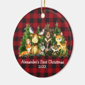 ベビー初めてのクリスマス動物プレイド – PHOTO BACK Rd セラミックオーナメント (左)