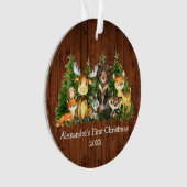 ベビー初めてのクリスマス動素朴物 – フォトバック オーナメント (正面)