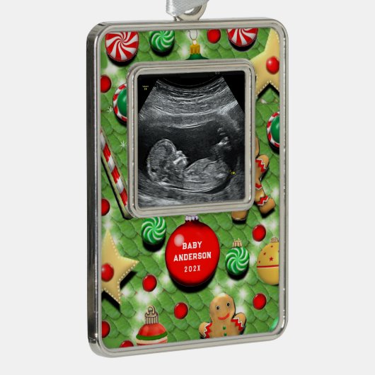 ベビー初めてのクリスマス収集可能 シルバープレートフレームオーナメント (右)