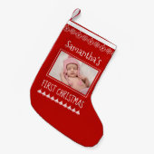 ベビー初めてのクリスマス名フォトオーナメント スモールクリスマスストッキング (正面 (吊り時))