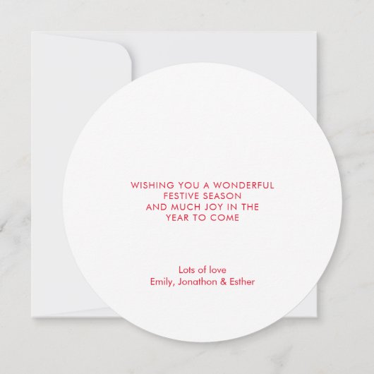 ベビー初めてのクリスマス名フォトサーキュラークリスマス シーズンカード (裏面)