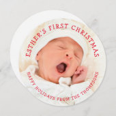 ベビー初めてのクリスマス名フォトサーキュラークリスマス シーズンカード (正面/裏面)