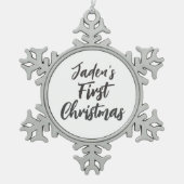 ベビー初めてのクリスマス名前をカスタムするオーナメント スノーフレークピューターオーナメント (正面)