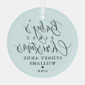 ベビー初めてのクリスマス名前をカスタムするブルーキープサケ ガラスオーナメント (裏面)