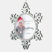 ベビー初めてのクリスマス名Year Photo Keepsake スノーフレークピューターオーナメント (右)