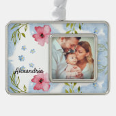 ベビー初めてのクリスマス家族の写真の個人用設定 シルバープレートフレームオーナメント (正面)