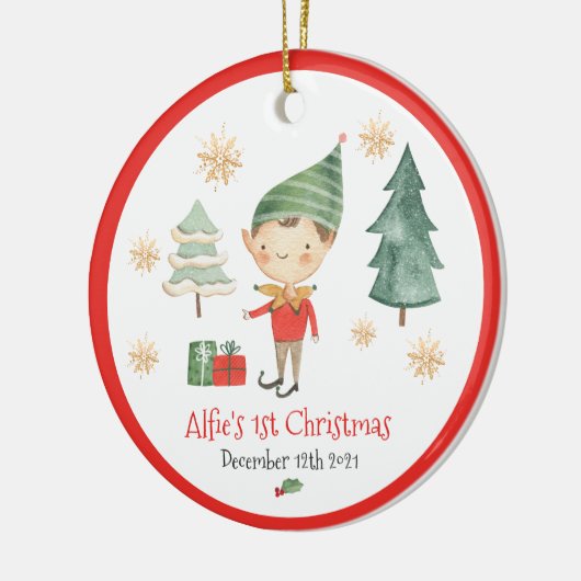 ベビー初めてのクリスマス小妖精や小人スノーフレ伝統的ークレッド セラミックオーナメント (左)