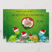 ベビー初めてのクリスマス恐竜の写真カード シーズンカード (正面/裏面)