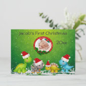 ベビー初めてのクリスマス恐竜の写真カード シーズンカード (スタンド正面)