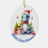 ベビー初めてのクリスマス恐竜。カスタマイズ可能 セラミックオーナメント (右)