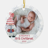 ベビー初めてのクリスマス格言スノーフレーク名 セラミックオーナメント (正面)