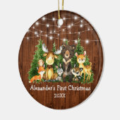 ベビー初めてのクリスマス森林動物のライト素朴 セラミックオーナメント (左)