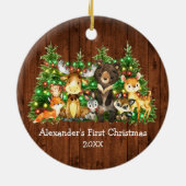 ベビー初めてのクリスマス森林動物の木のライト セラミックオーナメント (裏面)