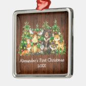 ベビー初めてのクリスマス森林動物の木のライト メタルオーナメント (左)