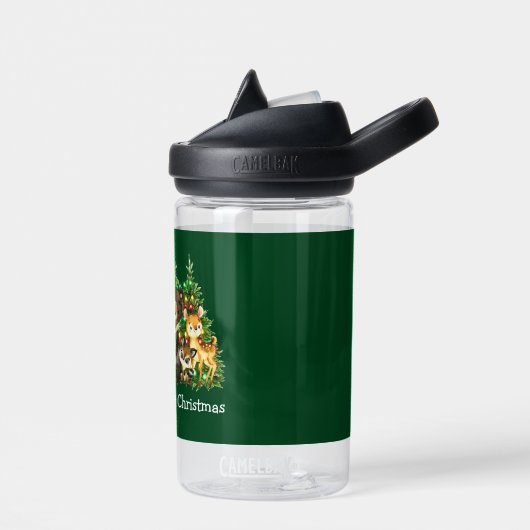 ベビー初めてのクリスマス森林動物グリーン ウォーターボトル (左面)