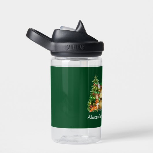 ベビー初めてのクリスマス森林動物グリーン ウォーターボトル (右面)