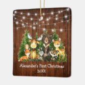 ベビー初めてのクリスマス森林動物ライトスクエア セラミックオーナメント (左)