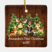 ベビー初めてのクリスマス森林動物ライトツリー セラミックオーナメント (正面)