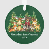 ベビー初めてのクリスマス森林動物ライトレッドボウ オーナメント (裏面)