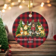 ベビー初めてのクリスマス森林動物レッドボウプレイド