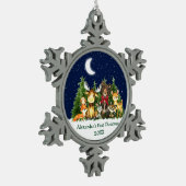 ベビー初めてのクリスマス森林動物レッドボウ スノーフレークピューターオーナメント (左)