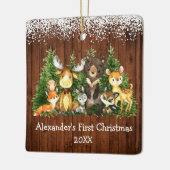 ベビー初めてのクリスマス森林動物素朴雪 セラミックオーナメント (左)