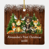 ベビー初めてのクリスマス森林動物素朴雪 セラミックオーナメント (裏面)