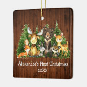 ベビー初めてのクリスマス森林動物素朴 セラミックオーナメント (左)
