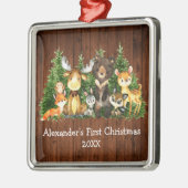 ベビー初めてのクリスマス森林動物素朴 メタルオーナメント (左)