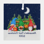 ベビー初めてのクリスマス水カラー格言ライトスカイ ガラスオーナメント (裏面)