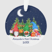 ベビー初めてのクリスマス水彩格言ライトスカイ オーナメント (正面)