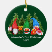 ベビー初めてのクリスマス水彩格言緑 セラミックオーナメント (正面)