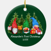 ベビー初めてのクリスマス水彩格言緑 セラミックオーナメント (裏面)