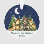ベビー初めてのクリスマス水彩森林動物 オーナメント (正面)