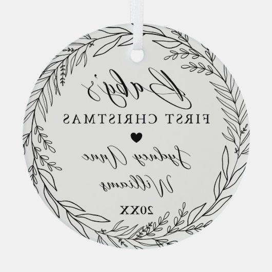 ベビー初めてのクリスマス生まれたばかりのキープサケリース ガラスオーナメント (裏面)