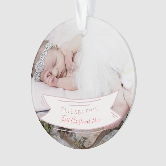 ベビー初めてのクリスマス生まれたばかりのベビー素朴な写真 オーナメント (正面)
